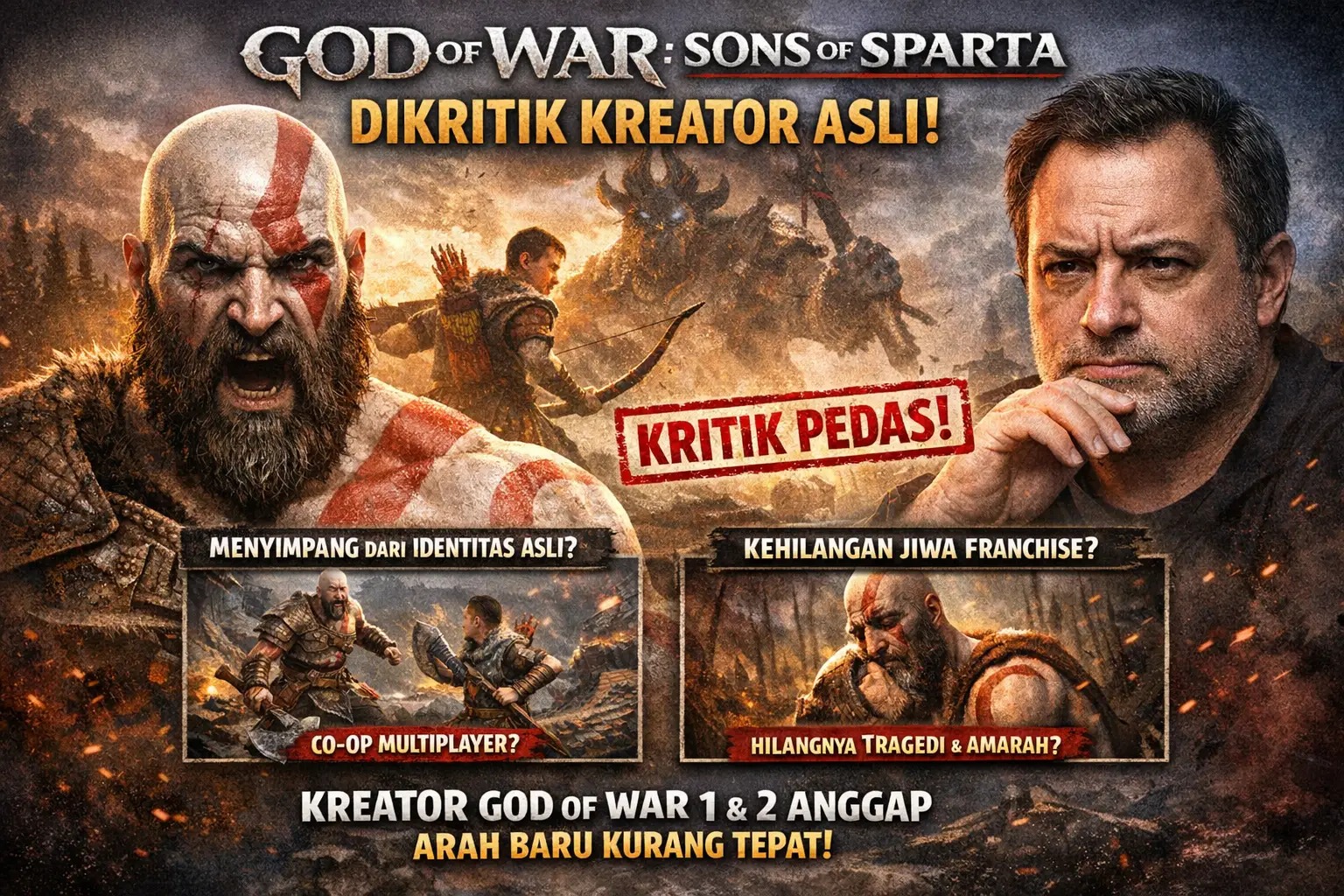 Stop Judi Online, God of War Sons of Sparta Dapat Kritik Pedas dari Kreator God of War 1 dan 2